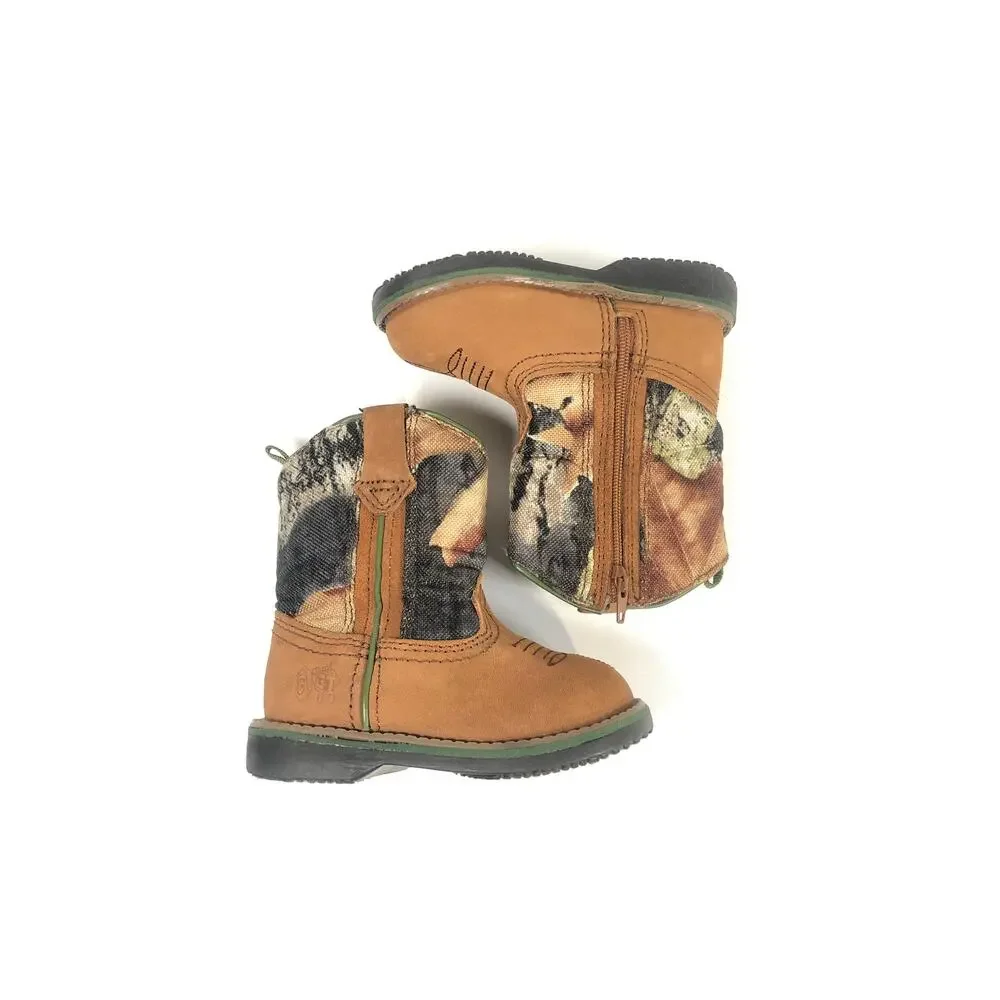FADED GLORY LEATHER CAMO KIDS BOOTS SIZE 4